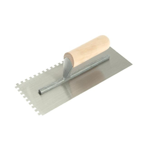 RST Notched Trowel 6mm Square Notches Wooden Handle 11in x 4.1/2in