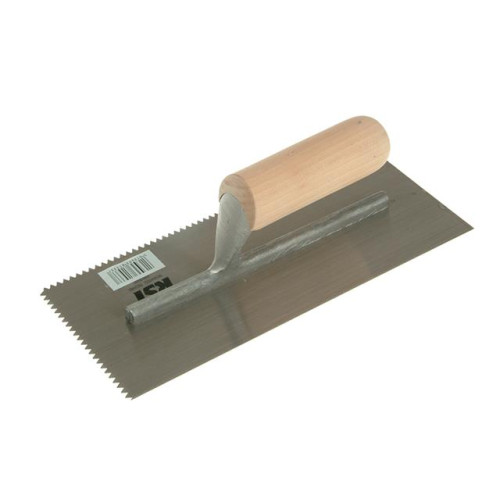 RST Notched Trowel 5mm V Notches Wooden Handle 11in x 4.1/2in