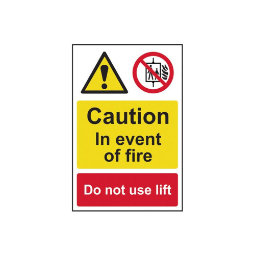 Scan Caution Event of Fire Do Not Use Lift - PVC Sign 200 x 300mm