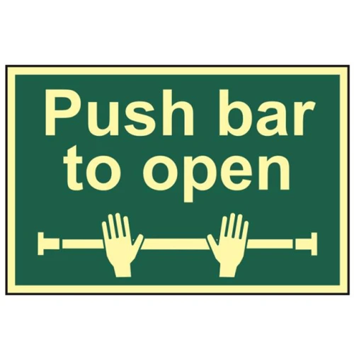 Scan Push Bar To Open - Photoluminescent 300 x 200mm