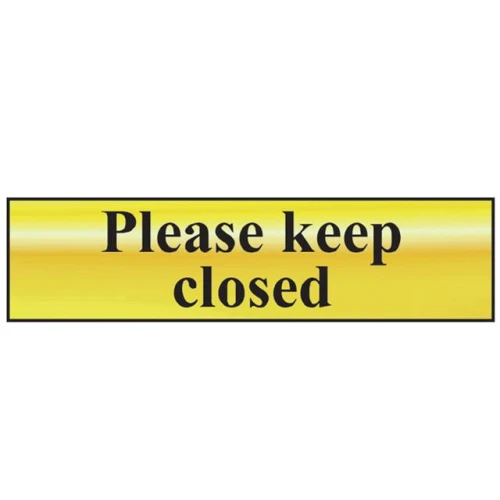 Scan Please Keep Closed - Polished Brass Effect 200 x 50mm