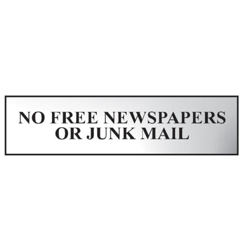 Scan No Free Newspapers Or Junk Mail - Chrome 200 x 50mm