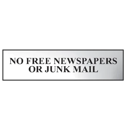 Scan No Free Newspapers Or Junk Mail - Chrome 200 x 50mm
