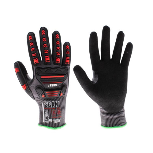Scan Nitrile Palm Impact Cut D Gloves - L (Size 9)