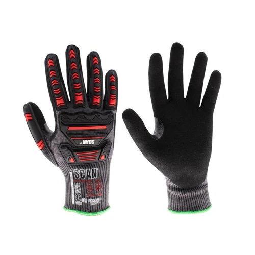 Scan Nitrile Palm Impact Cut D Gloves - L (Size 9)