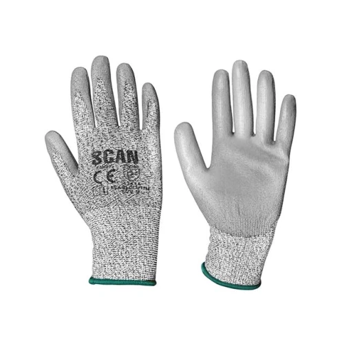 Scan Grey PU Coated Cut 3 Gloves - Medium (Size 8)