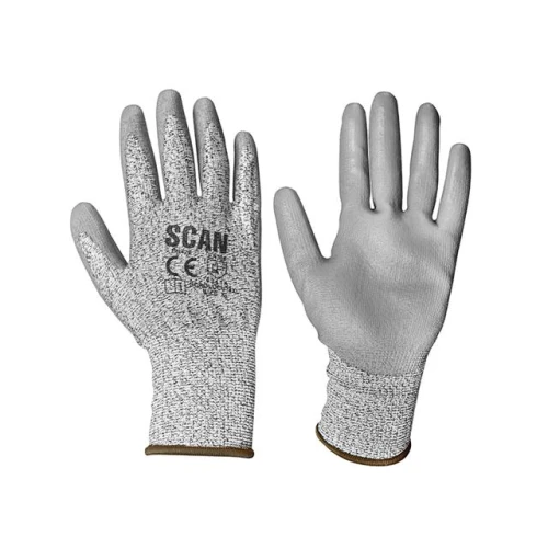 Scan Grey PU Coated Cut 3 Gloves - Extra Large (Size 10)
