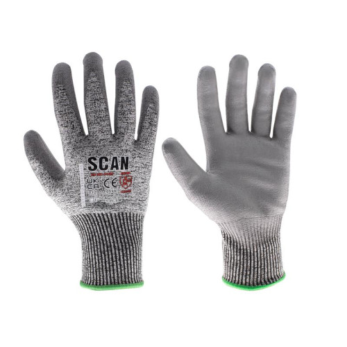 Scan PU Palm Cut D Gloves - L (Size 9)