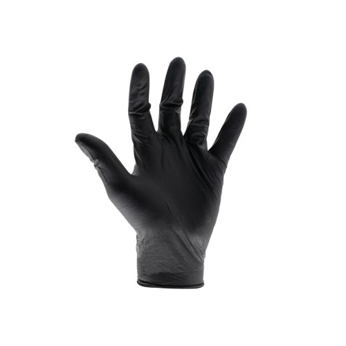 Scan Black Heavy-Duty Nitrile Disposable Gloves Large Size 8 (Box of 100)