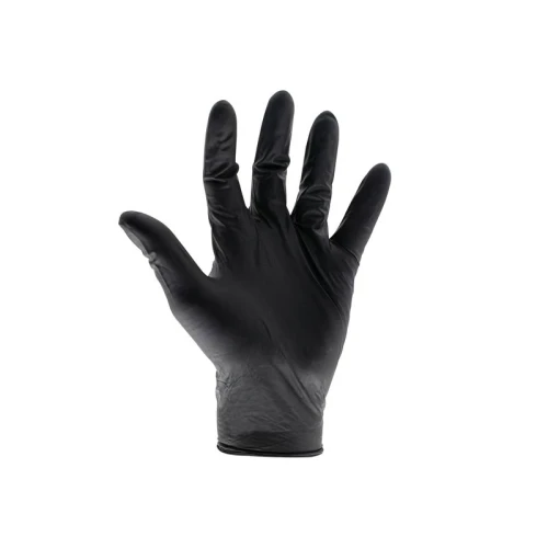 Scan Black Heavy-Duty Nitrile Disposable Gloves Medium Size 7 (Box of 100)