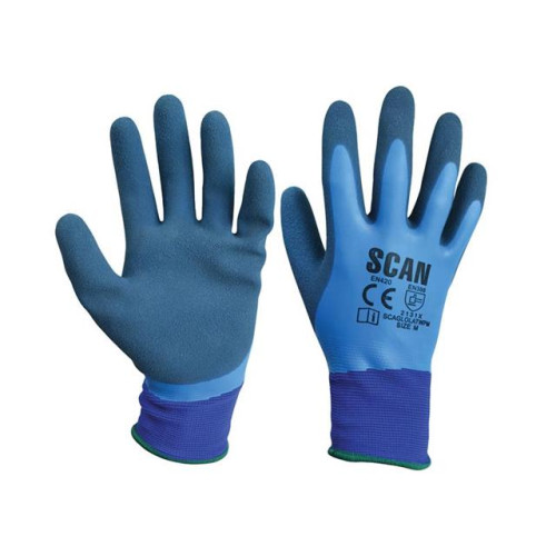 Scan Waterproof Latex Gloves - M (Size 8)