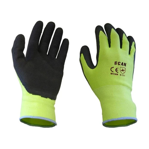 Scan Hi-Vis Yellow Foam Latex Coated Gloves - Extra Extra Large (Size 11)
