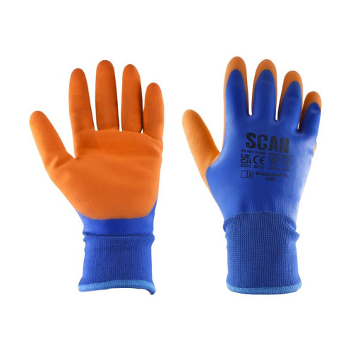 Scan Thermal Waterproof Latex Coated Gloves - L (Size 9)