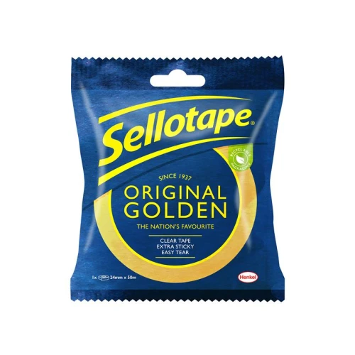 Sellotape Original Golden Sticky Tape - 1 Roll 24mm x 50m