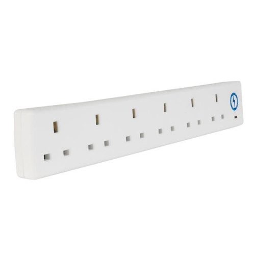 SMJ Extension Lead 240 Volt 6 Way 13A Surge Protection 2 Metre