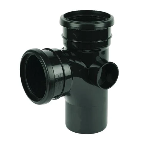 92 1/2º DOUBLE SOCKET BRANCH WITH BOSSES Black