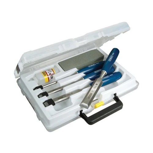 Stanley 5002 Bevel Edge Chisel Set of 4 & Oilstone