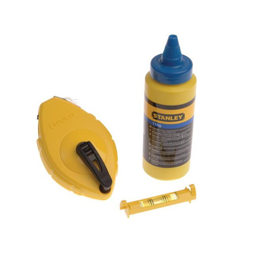 Stanley Chalk Line 30 Metre Blue Chalk & Level