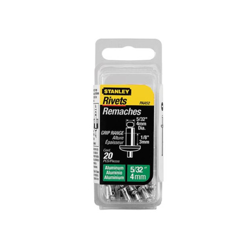 Stanley Aluminium Rivets (20) 4mm Short 1-PAA52