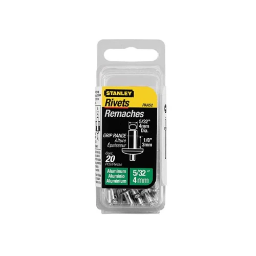 Stanley Aluminium Rivets (20) 4mm Short 1-PAA52