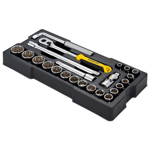 Stanley 1/2in Drive 12 Point Metric Socket Module 23 Piece