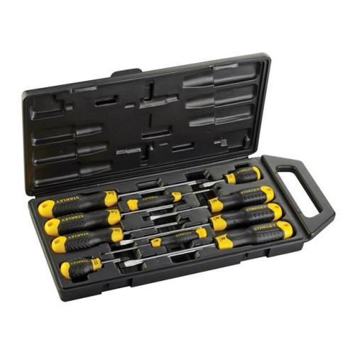 Stanley Cushion Grip Screwdriver Set Flared / Pozi 10 Piece