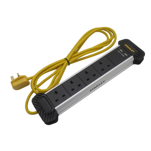 Stanley 4-Gang + 2 USB Powerboard with Cable Management 3m