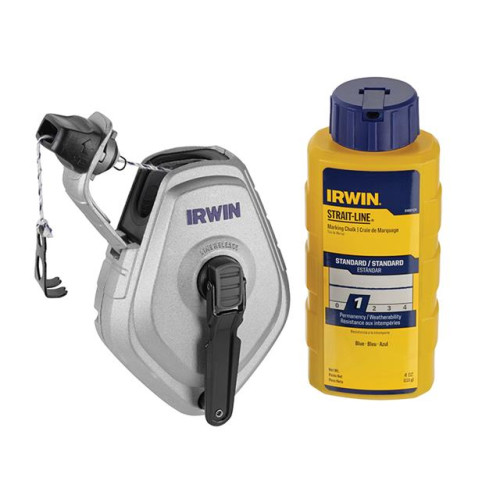 Irwin Straight-Line HPP Chalk Reel Set 30m & Blue 113g Chalk