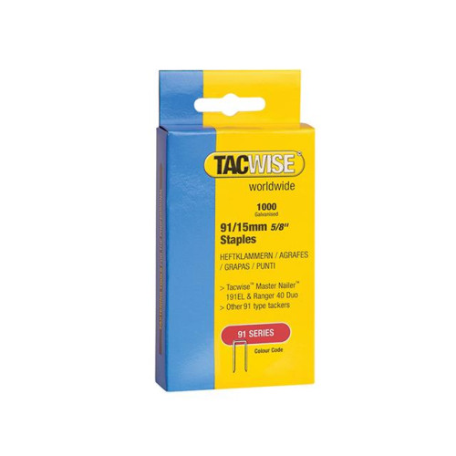 Tacwise 91 Narrow Crown Divergent Point Staples 40mm - Electric Tackers Pack 1000