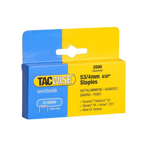 Tacwise 53 Light-Duty Staples 4mm (Type JT21 A) (Pack 2000)