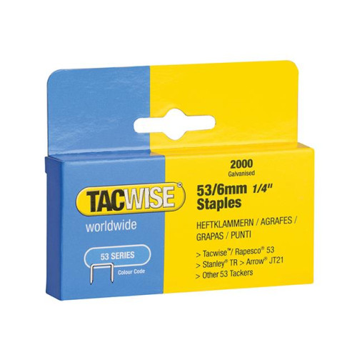 Tacwise 53 Light Duty Staples 6mm (Type JT21, A) Pack 2000