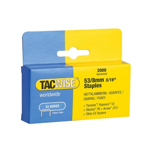 Tacwise 53 Light Duty Staples 8mm (Type JT21, A) Pack 2000