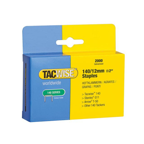 Tacwise 140 Heavy-Duty Staples 12mm (Type T50, G) Pack 2000