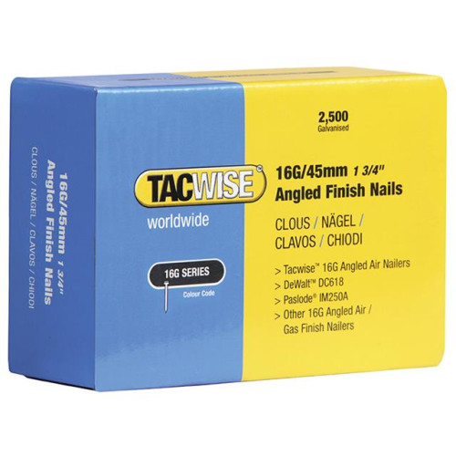 Tacwise 16 Gauge Angled Nails 63mm For DC618K Pack 2500