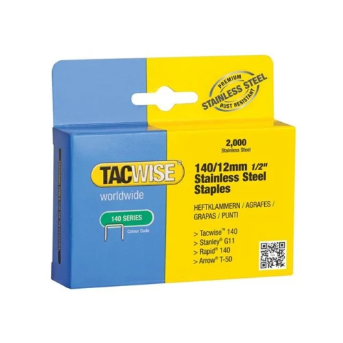 Tacwise 140 Stainless Steel Staples 12mm (Pack 2000)