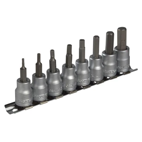 Teng Tools M3811 Socket Clip Rail AF Hex Set of 8 3/8in Drive