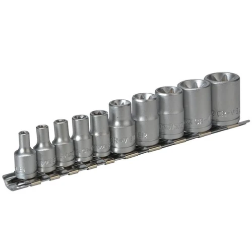 Teng Tools M3814 Socket Clip Rail TX-E Set of 10 3/8in & 1/4in Drive