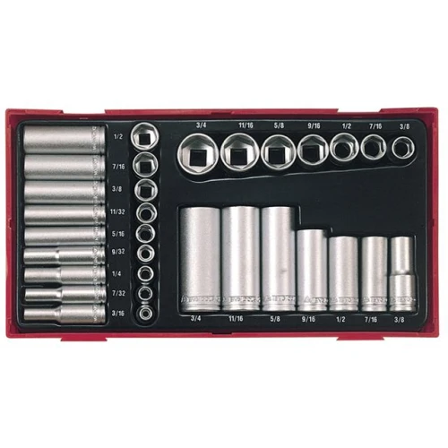 Teng Tools TTAF32 32 Piece Reg/ Deep Socket Set 1/4-3/8in Drive