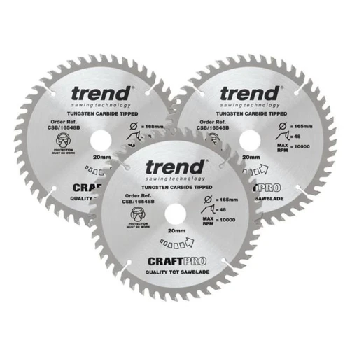 Trend CraftPro Plunge Saw Blade 165 x 20mm x 48T (Pack 3)