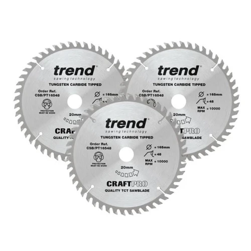 Trend CraftPro Panel Trim Saw Blade 165 x 20mm x 48T (Pack 3)