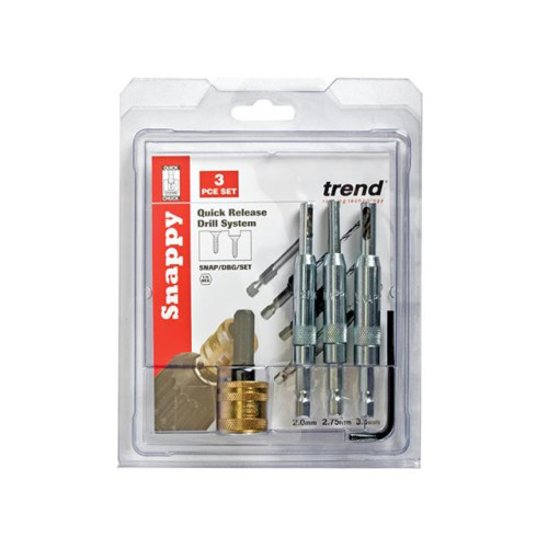 Trend SNAP/DBG/SET Drill Bit Guide Set with Quick Chuck - 5/64in, 7/64in & 9/64in