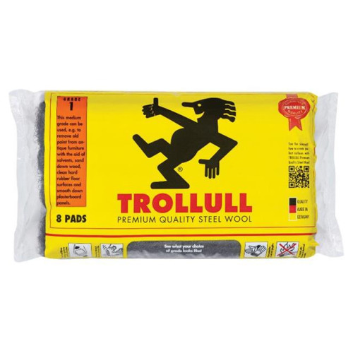 Trollull Extra Large Steel Wool Pads Grade 1 (Pack 8)