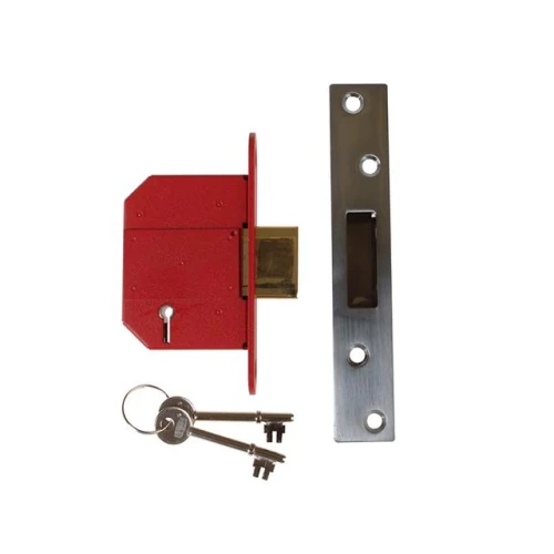 Strongbolt 2100S Bs 5 Lever Mortice Deadlock 67mm 2.5In Satin Chrome Box