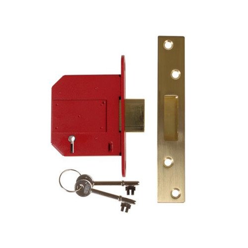 Union StrongBOLT 2100S BS 5 Lever Mortice Deadlock 79.5mm 3in Satin Brass Visi