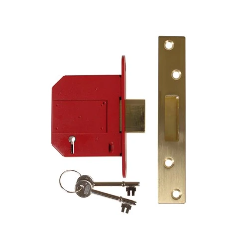 Union StrongBOLT 2100S BS 5 Lever Mortice Deadlock 79.5mm 3in Satin Brass Visi