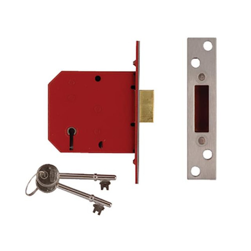 Union 2101 5 Lever Mortice Deadlock Satin Chrome Finish 77.5mm 3in Box