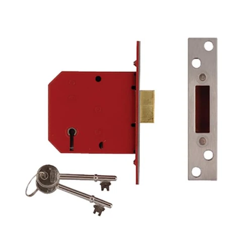Union 2101 5 Lever Mortice Deadlock Satin Chrome Finish 77.5mm 3in Visi