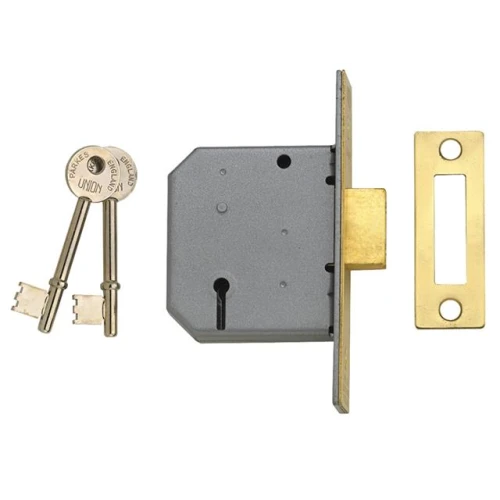 Union 2177 3 Lever Mortice Deadlock Satin Chrome 77.5mm 3in Box
