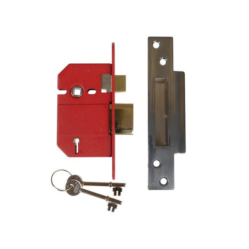 Strongbolt 2200S Bs 5 Lever Mortice Sash Lock 68mm Satin Chrome Box