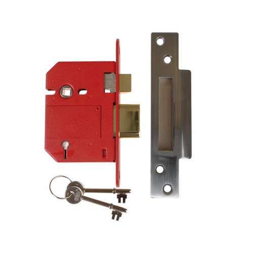 Strongbolt 2200S Bs 5 Lever Mortice Sash Lock 81mm Satin Chrome Box